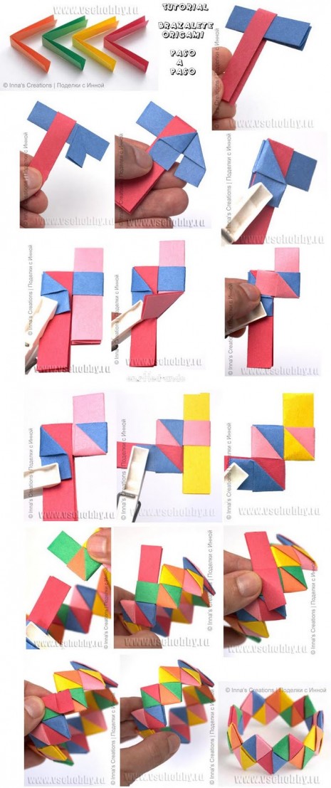 tutorial brazalete origami