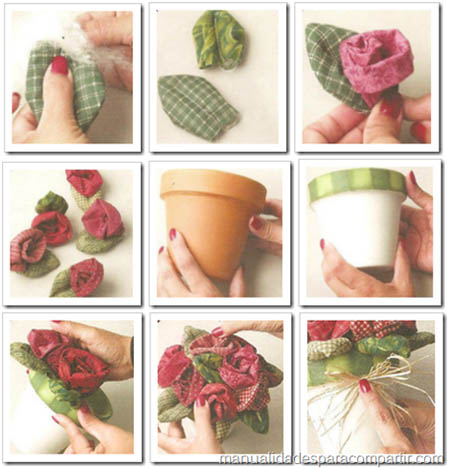 como hacer rosas de tela flores de tela
